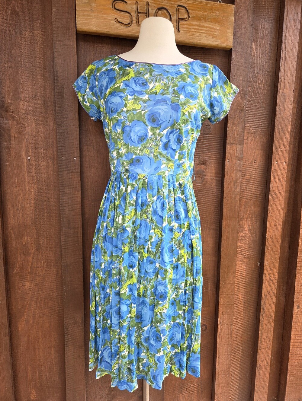 Vintage Fit n Flare Dress Hunters Stag Swans In Floral Print
